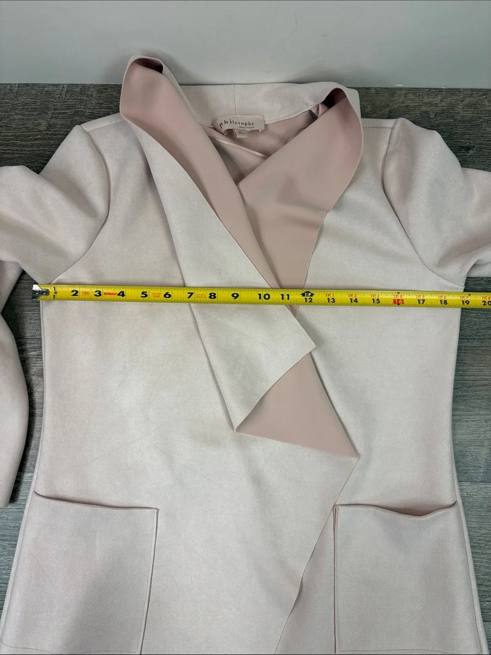 Philosophy Republic Clothing Faux Suede Open Front Cardigan Jacket Blush Pink M